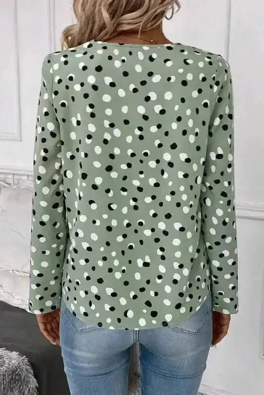 Polka Charm V-Neck Blouse
