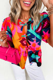 Abstract Floral Babydoll Blouse