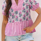 Rose Floral Peplum Blouse