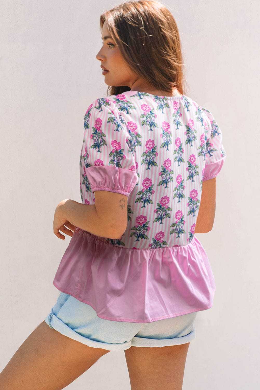 Rose Floral Peplum Blouse