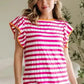 Rose Red Striped Blouse