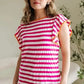 Rose Red Striped Blouse