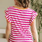 Rose Red Striped Blouse
