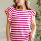 Rose Red Striped Blouse