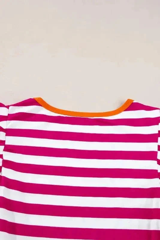 Rose Red Striped Blouse