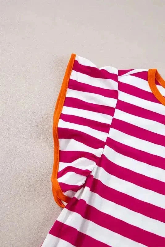 Rose Red Striped Blouse
