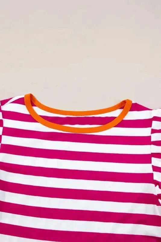 Rose Red Striped Blouse