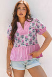 Rose Floral Peplum Blouse