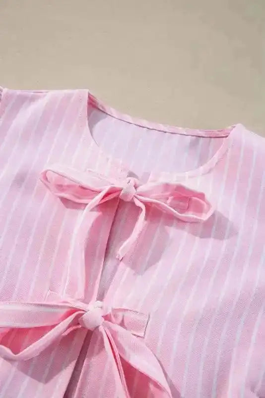 Rosy Ribbon Puff Blouse