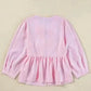 Rosy Ribbon Puff Blouse
