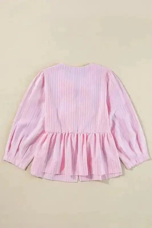 Rosy Ribbon Puff Blouse