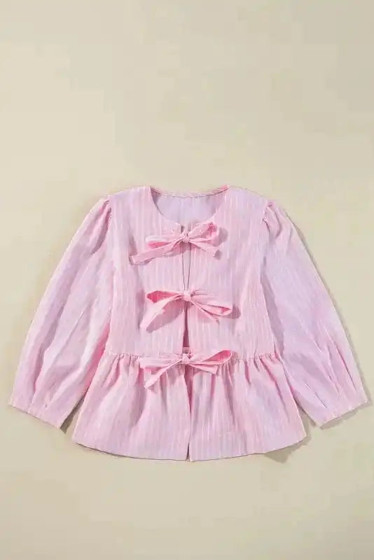 Rosy Ribbon Puff Blouse