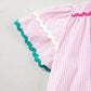 Sky Blue Stripe Ruffled Sleeve Blouse