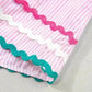 Sky Blue Stripe Ruffled Sleeve Blouse
