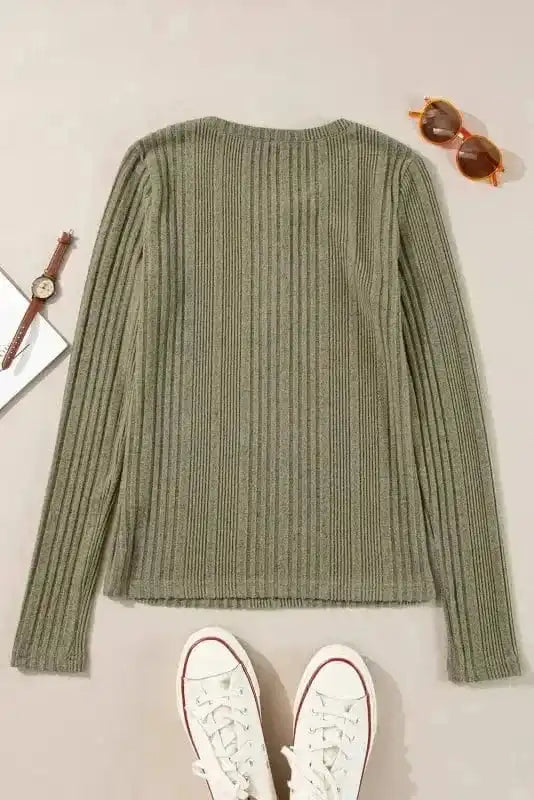 Sleek Silhouette Ribbed Blouse