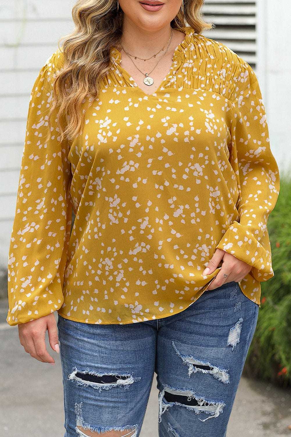 Split Neck Crinkled Blouse