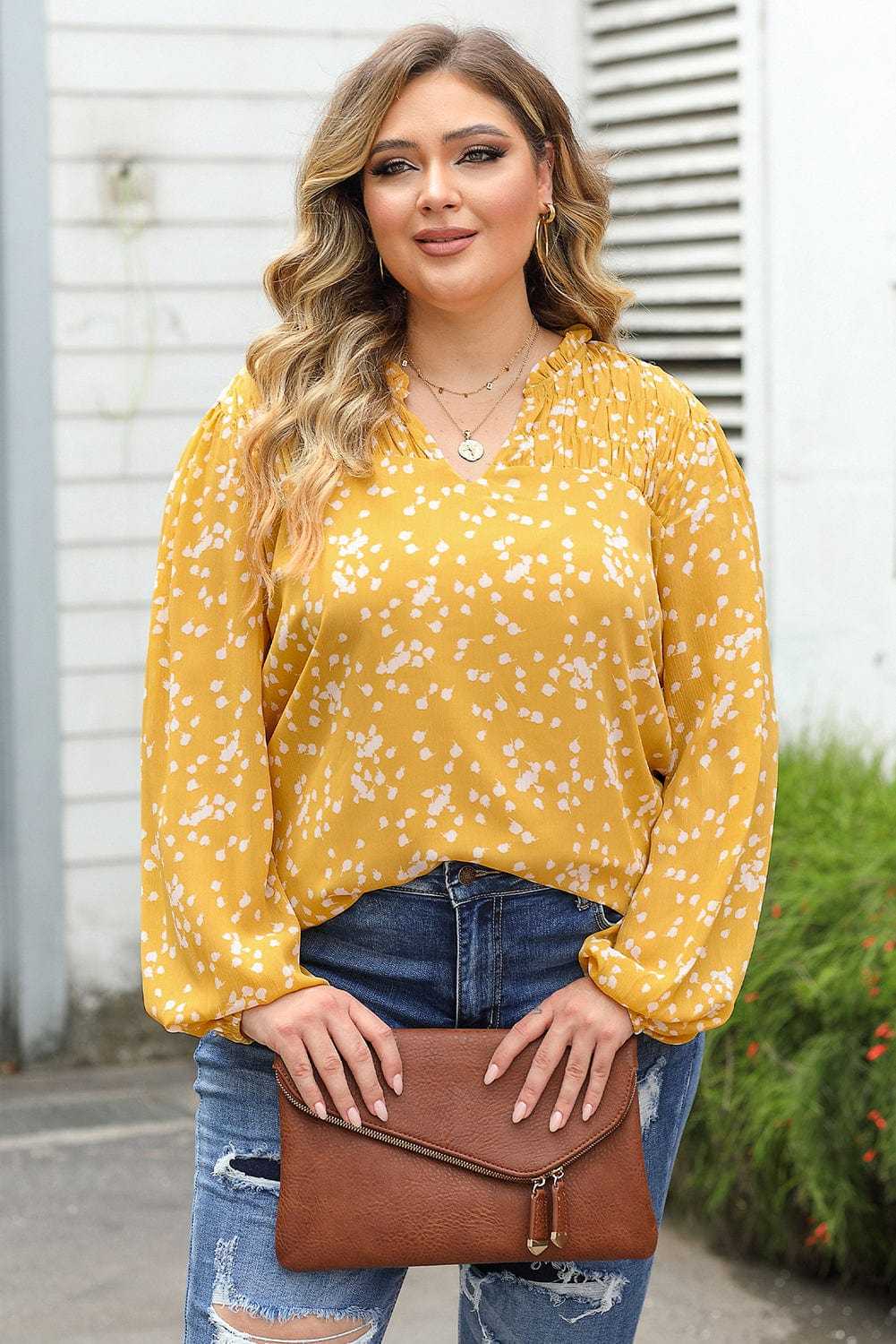 Split Neck Crinkled Blouse