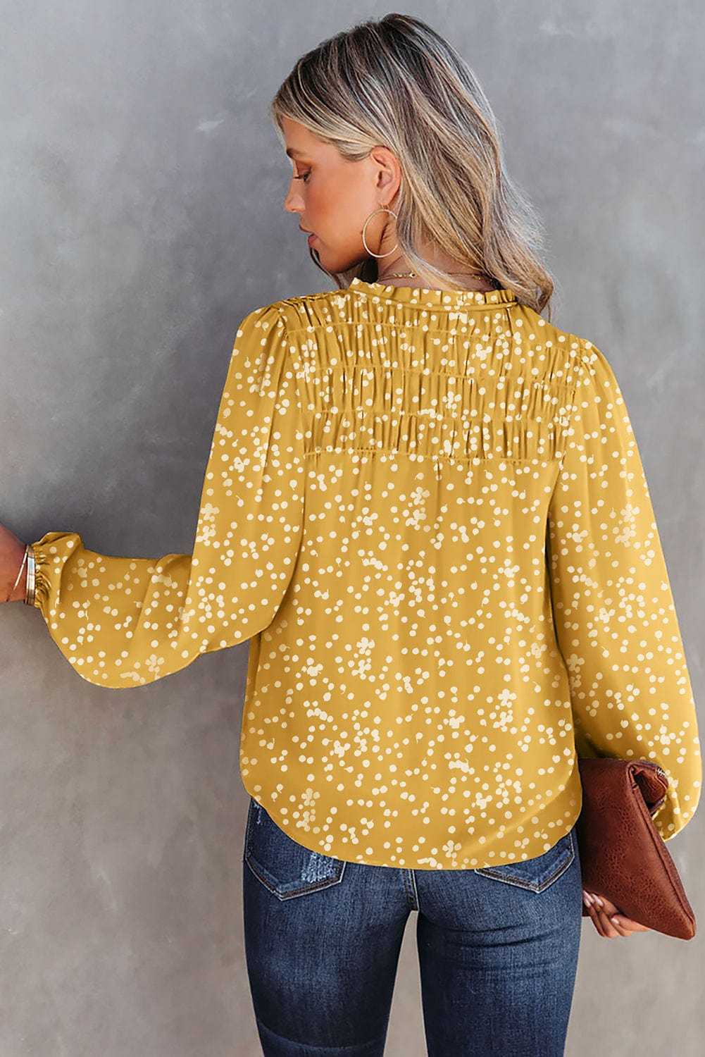 Split Neck Crinkled Blouse