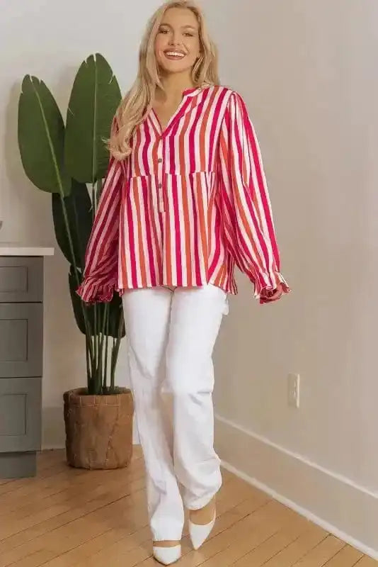 Sunset Stripe Balloon Blouse