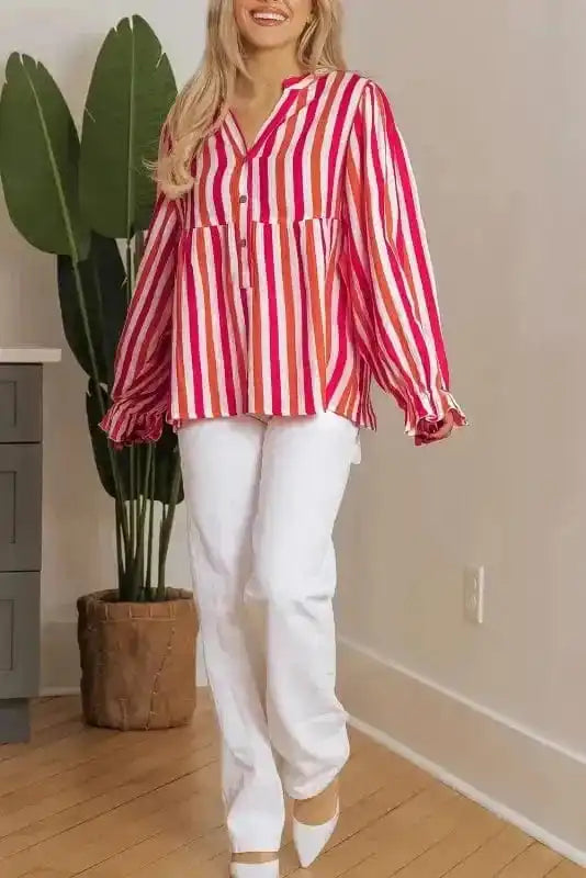 Sunset Stripe Balloon Blouse