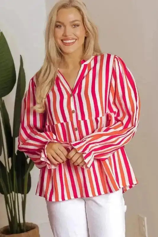Sunset Stripe Balloon Blouse