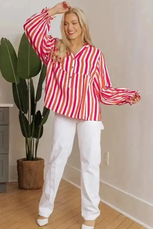 Sunset Stripe Balloon Blouse