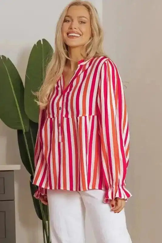 Sunset Stripe Balloon Blouse