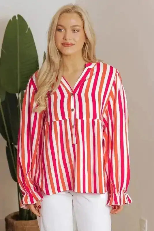 Sunset Stripe Balloon Blouse