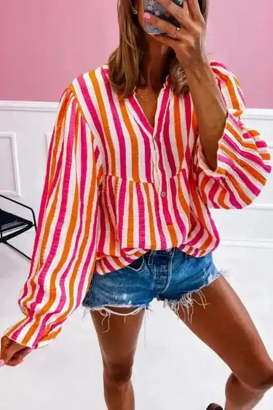 Sunset Stripe Balloon Blouse