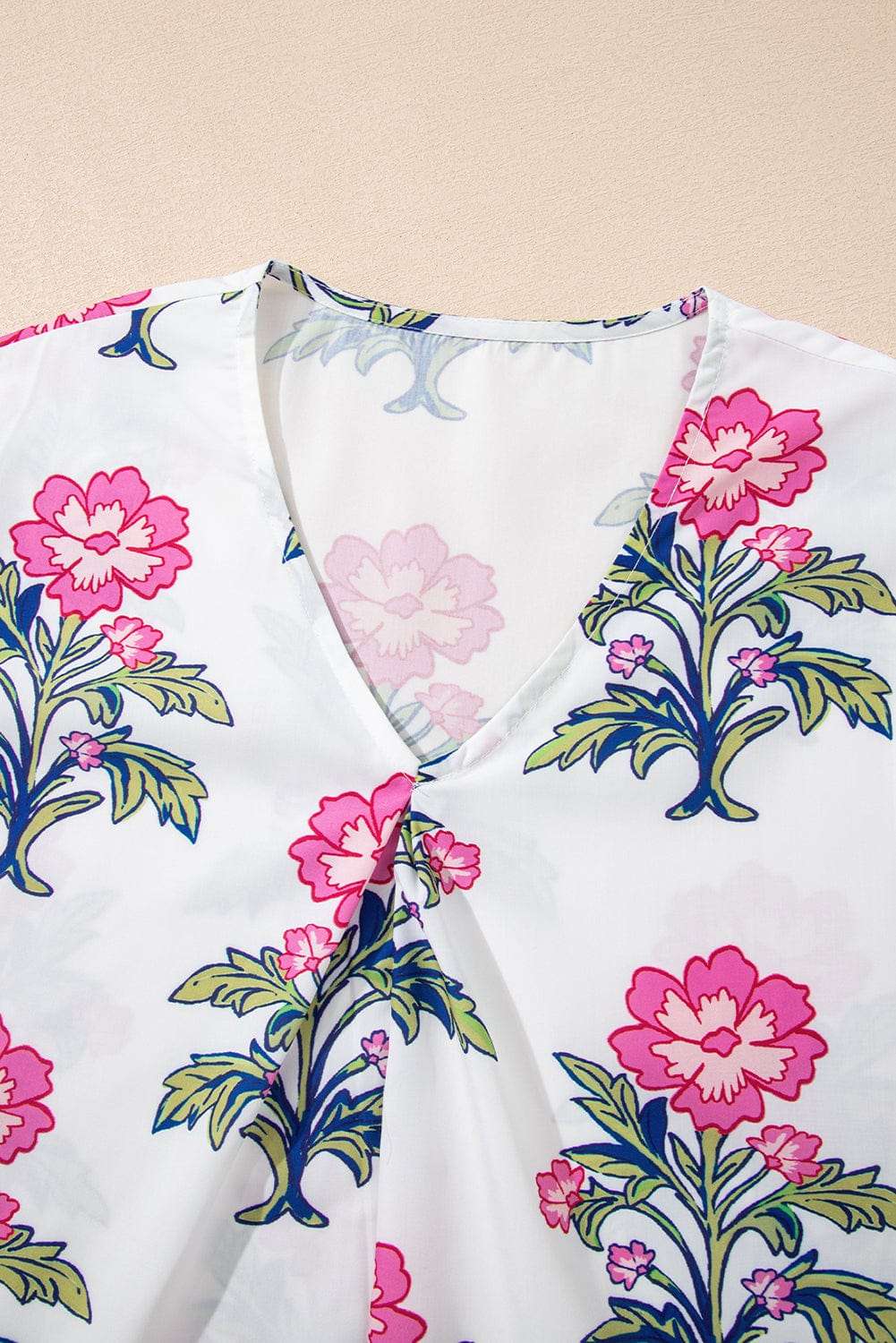 White Floral Summer Blouse