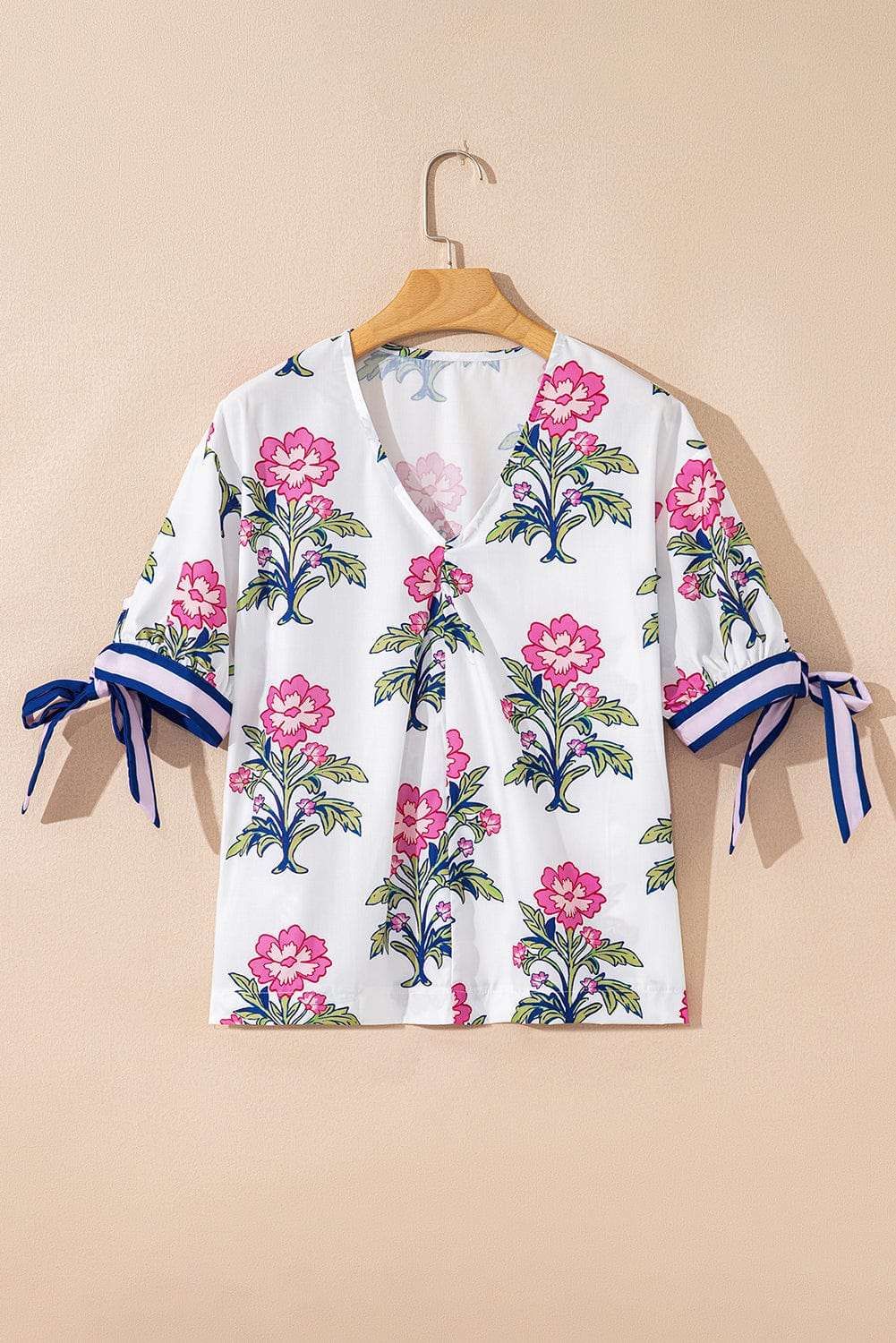 White Floral Summer Blouse