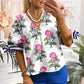 White Floral Summer Blouse