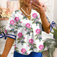 White Floral Summer Blouse