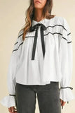 Monochrome Elegance Bowtie Blouse