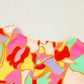 Yellow Abstract Puff Sleeve Blouse