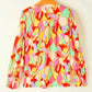 Yellow Abstract Puff Sleeve Blouse