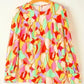 Yellow Abstract Puff Sleeve Blouse