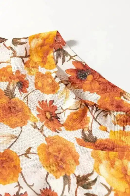 Flora Charm Bell Sleeve Crop Top