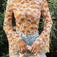 Flora Charm Bell Sleeve Crop Top