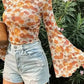 Flora Charm Bell Sleeve Crop Top