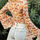Flora Charm Bell Sleeve Crop Top