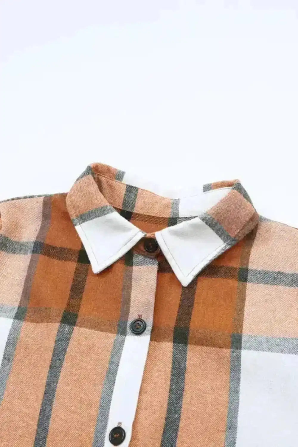 Khaki Plaid Ruffled Sleeve Shirt Dress