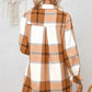 Khaki Plaid Ruffled Sleeve Shirt Dress