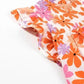 Orange Smocked Floral Top – Ruffled Short Sleeves