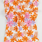 Orange Smocked Floral Top – Ruffled Short Sleeves