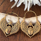 Scarab Wings Hoops - Egyptian-Inspired Double-Sided Brass Beetle Earrings