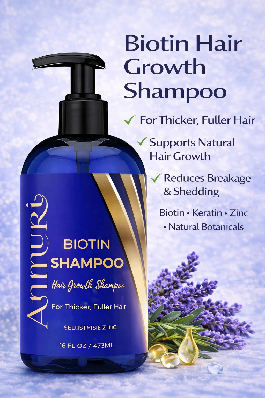 Ammuri Biotin DHT Blocker Shampoo - Sulfate-Free Hair Loss Treatment 473ml