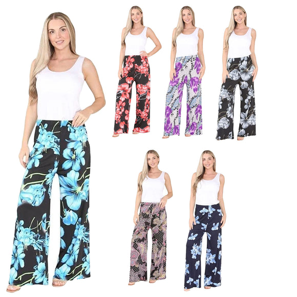Kira Women's Floral Print Palazzo Pants Cute Summer Wide Leg Comfort