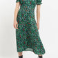 Louche Flo Folk Floral Print Puff Sleeve Midi Dress