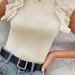 Flutter Sleeve High Neck Ribbed Blouse
